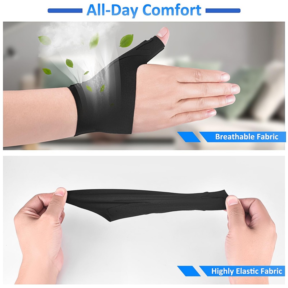 Thumb Wrist Brace Copper Compression Stabilizer Support Small, Black