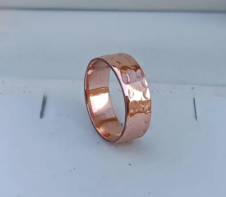 Handmade Hammered Copper Wide Band Ring: Solid Copper Jewelry , All Size