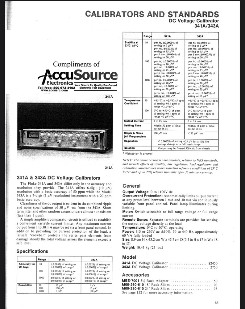 Fluke 343A DC Voltage Calibrator