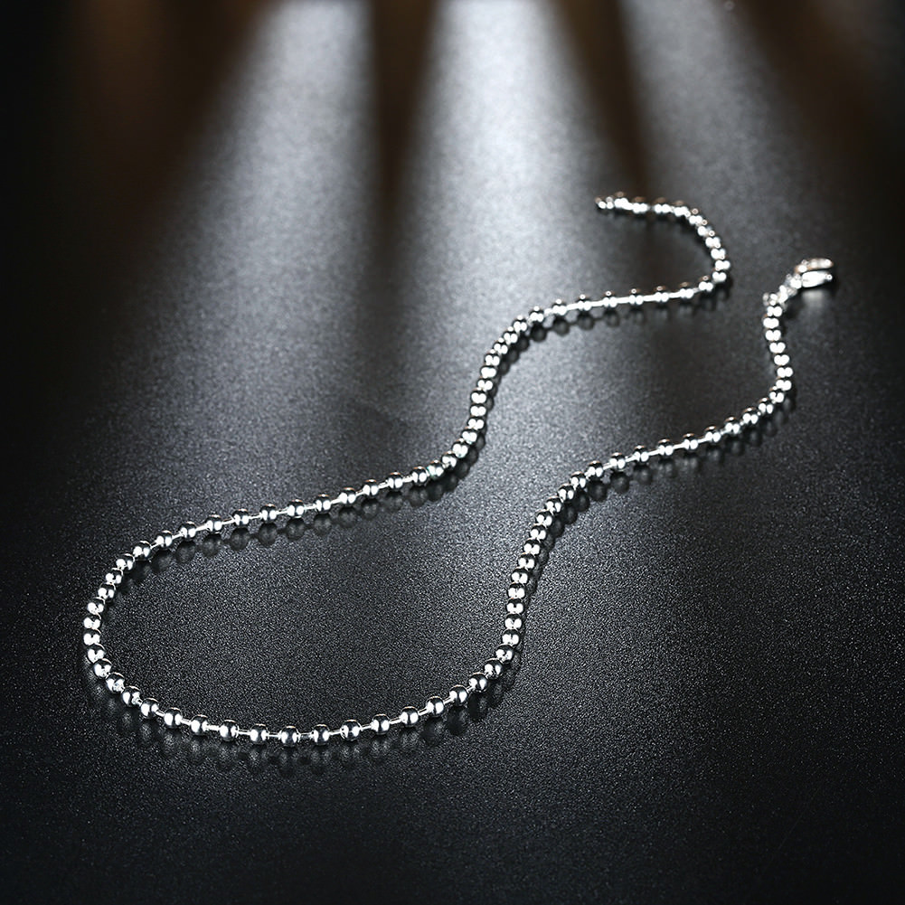 16"-30" Mens Womens 925 Sterling Silver 2mm Thick Ball Bead Chain Necklace #N171