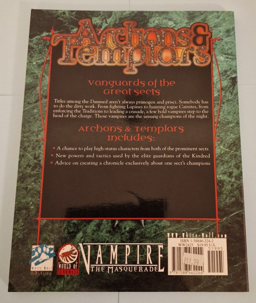ARCHONS & TEMPLARS A Sourcebook for Vampire the Masquerade White Wolf WW2425