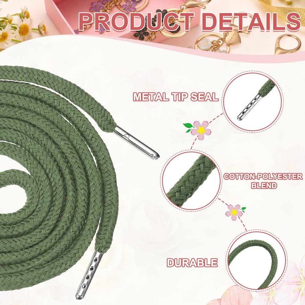 2 Pcs Hoodie Strings Drawstring Cords with Easy Threader (Light Green)