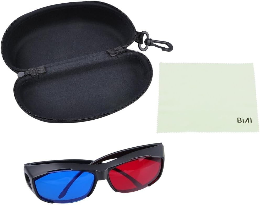 Lightweight Red Blue 3D Glasses with Protective Case for Comfortable Viewing
