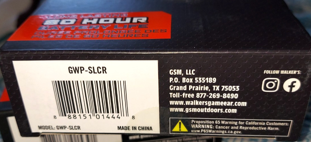 Walkers Silencer GWP SLCR Electronic Ear Buds NEW 25dB 80hr Batt Life