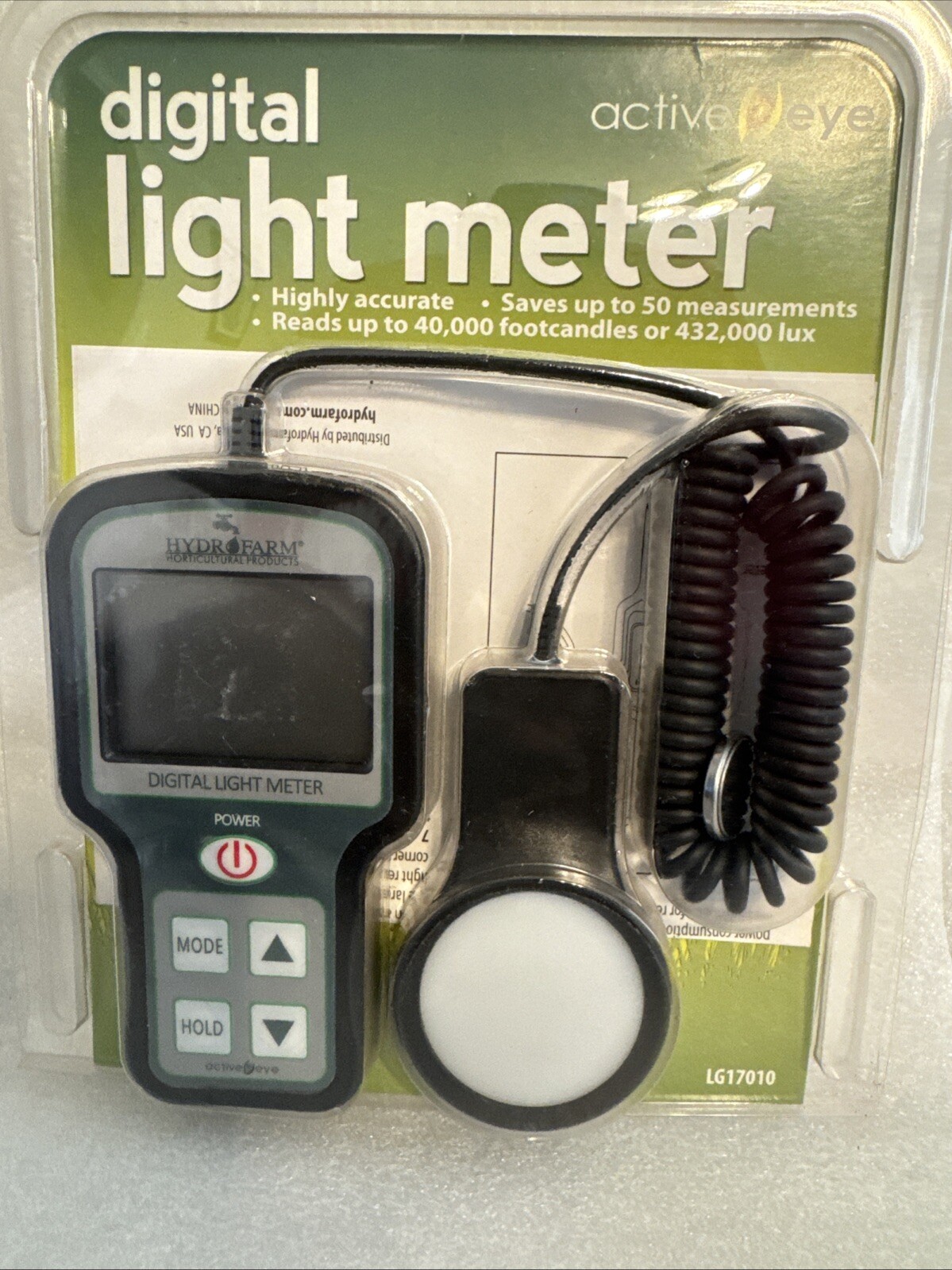 Hydrofarm Active Eye LG17010 Digital Plant Grow Hydroponic Light Meter NEW