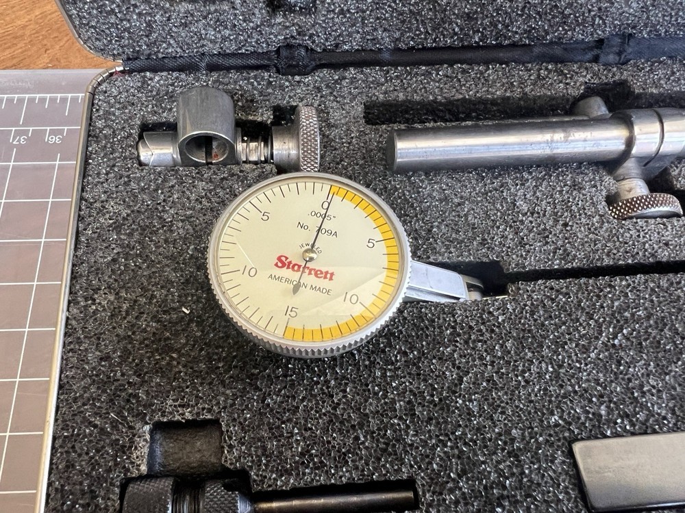 Starrett Dial Test Indicator 709 ACZ w/ Attachments Kit, Papers, Case and Box