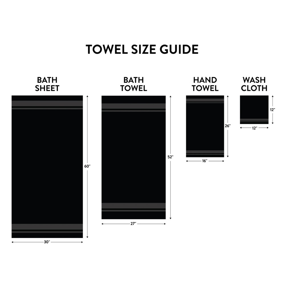 Mainstays Basic Hand Towel, Soft 100% Cotton Black