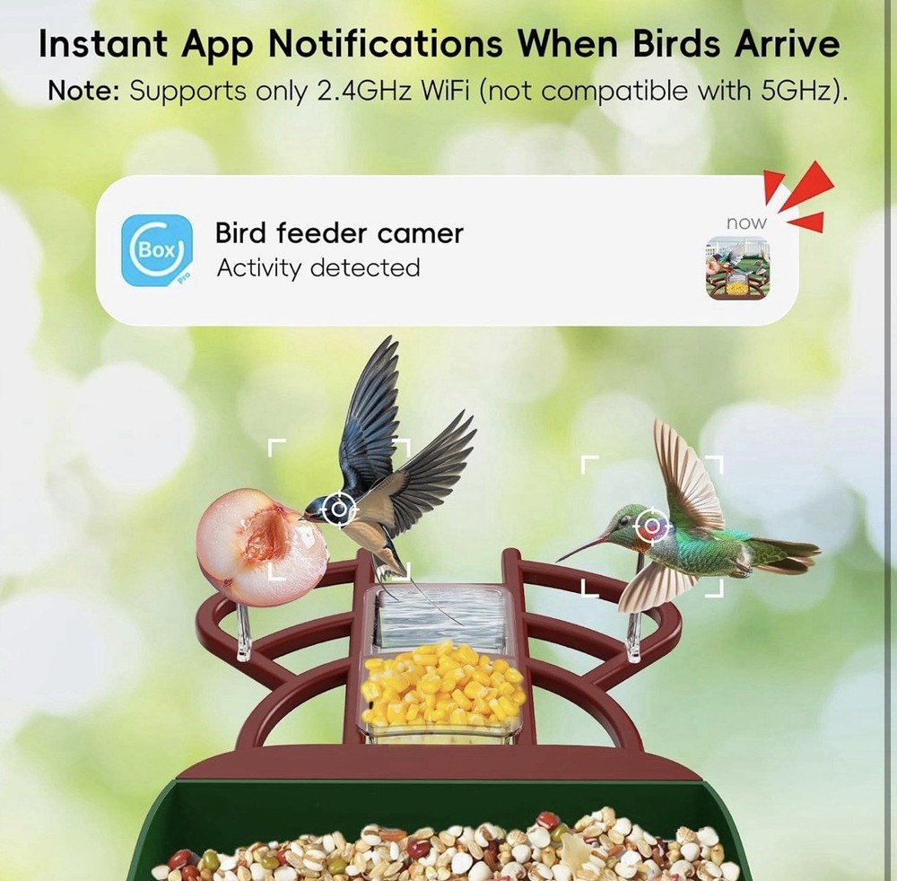 Smart Bird Feeder with Camera, Solar Panel & 5200mAh Battery,