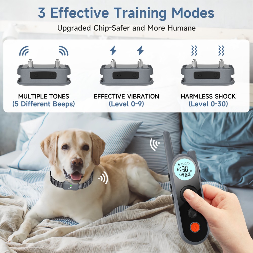 Dog Training Collar 3937 FT Remote Control Rechargeable Waterproof Shock Trainer