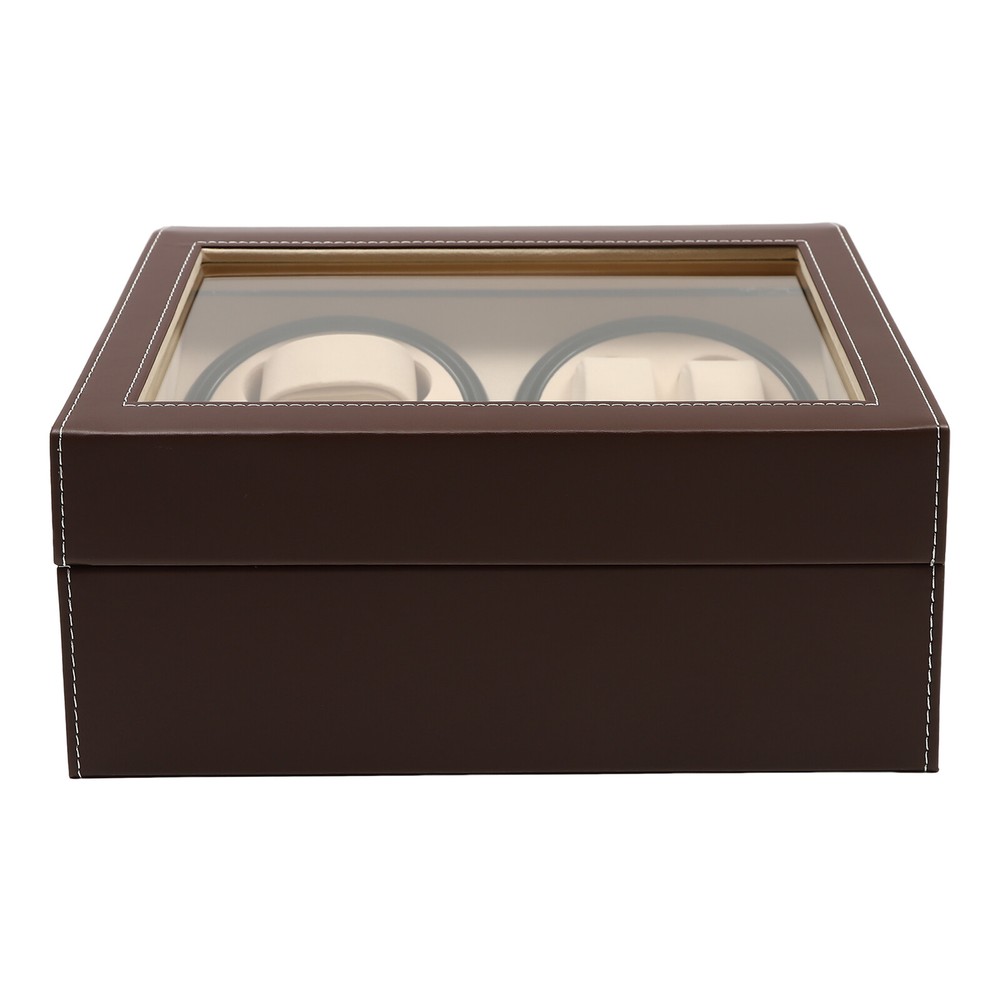 4+6 Automatic Watch Box Automatic Rotation Watch Display Storage Box Cage Brown