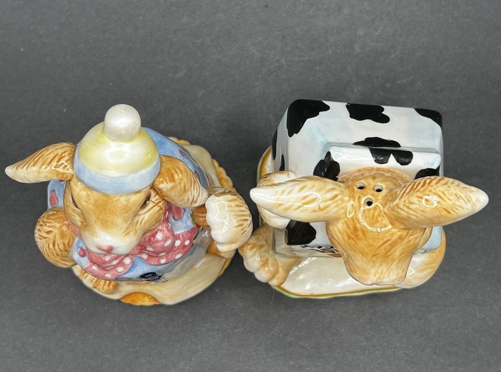 Bunny Rabbit Milk & Cookies Salt & Pepper Shakers Easter Spring