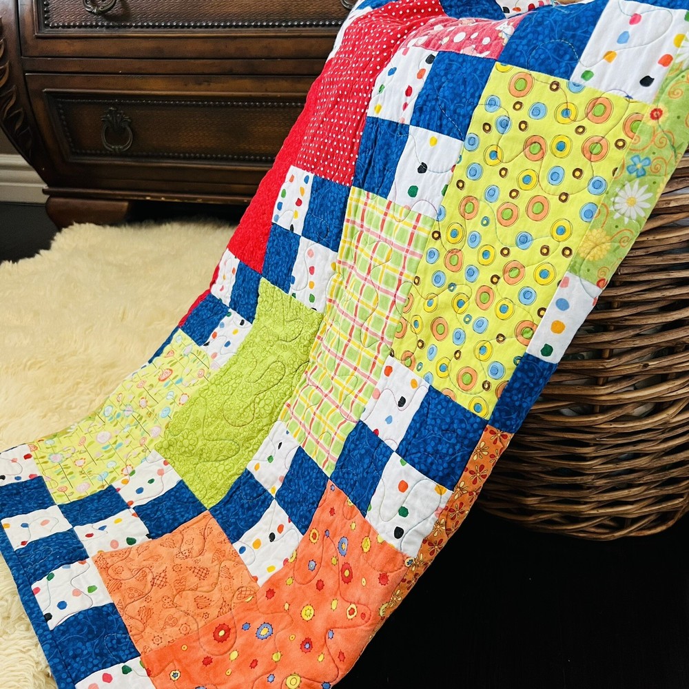 38”x52” Beautiful Handmade Optimistic Quilted Throw.