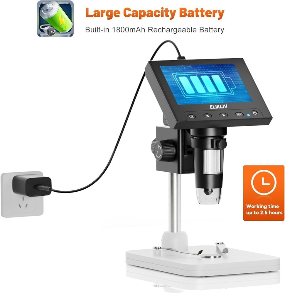 LCD Digital Coin Microscope 1000x Coin Magnifier with 8 Adjustable LED Lights