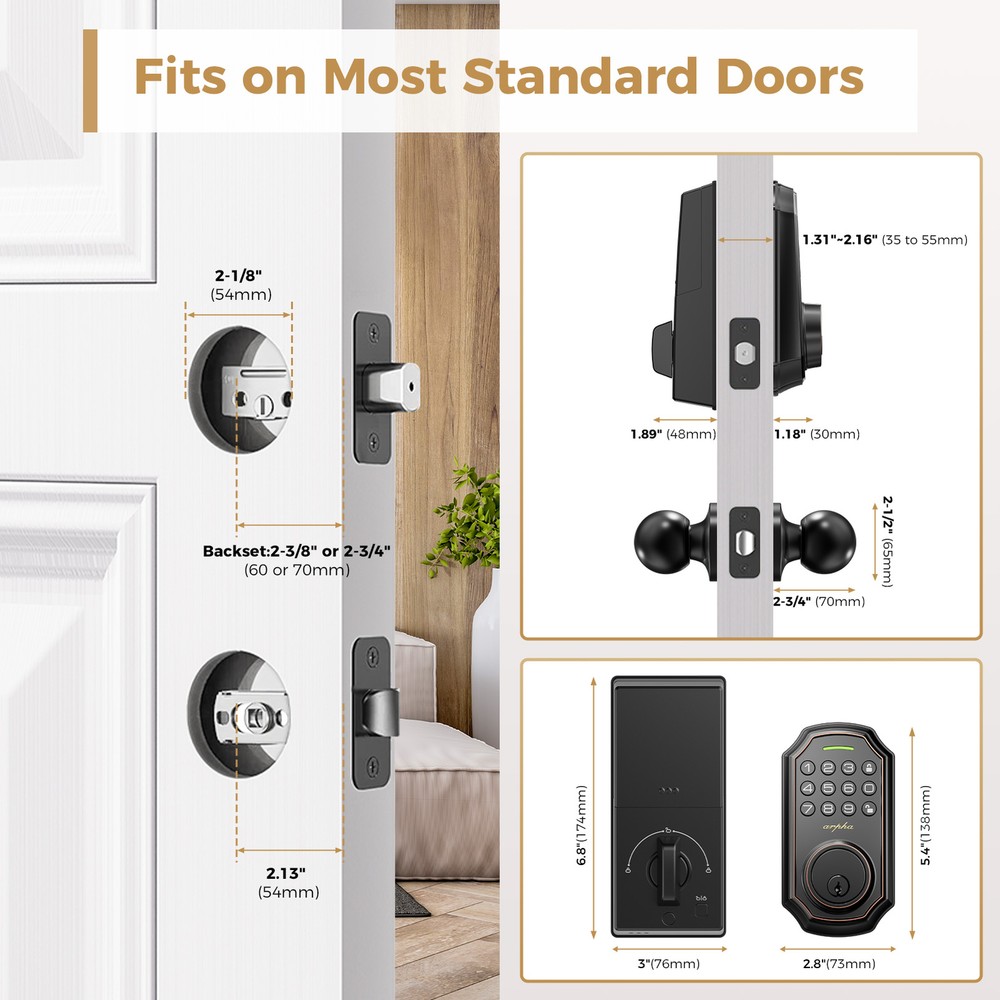 ARPHA Smart Door Lock 100Code AntiPeeping Password Keypad Deadbolt Keyless Entry