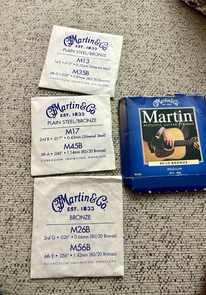 Martin M13, M35B, M17, M45B, M26B Guitar Strings