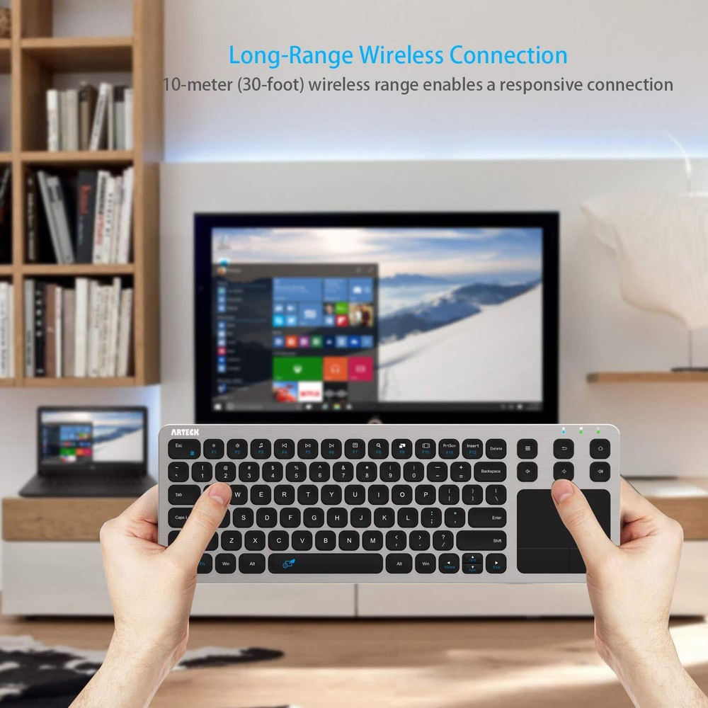 Wireless Keyboard 2.4G Touch TV with Easy Media Control Built-In Touchpad Mo...