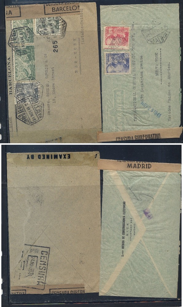 Spain  2 censor covers, one double censor,