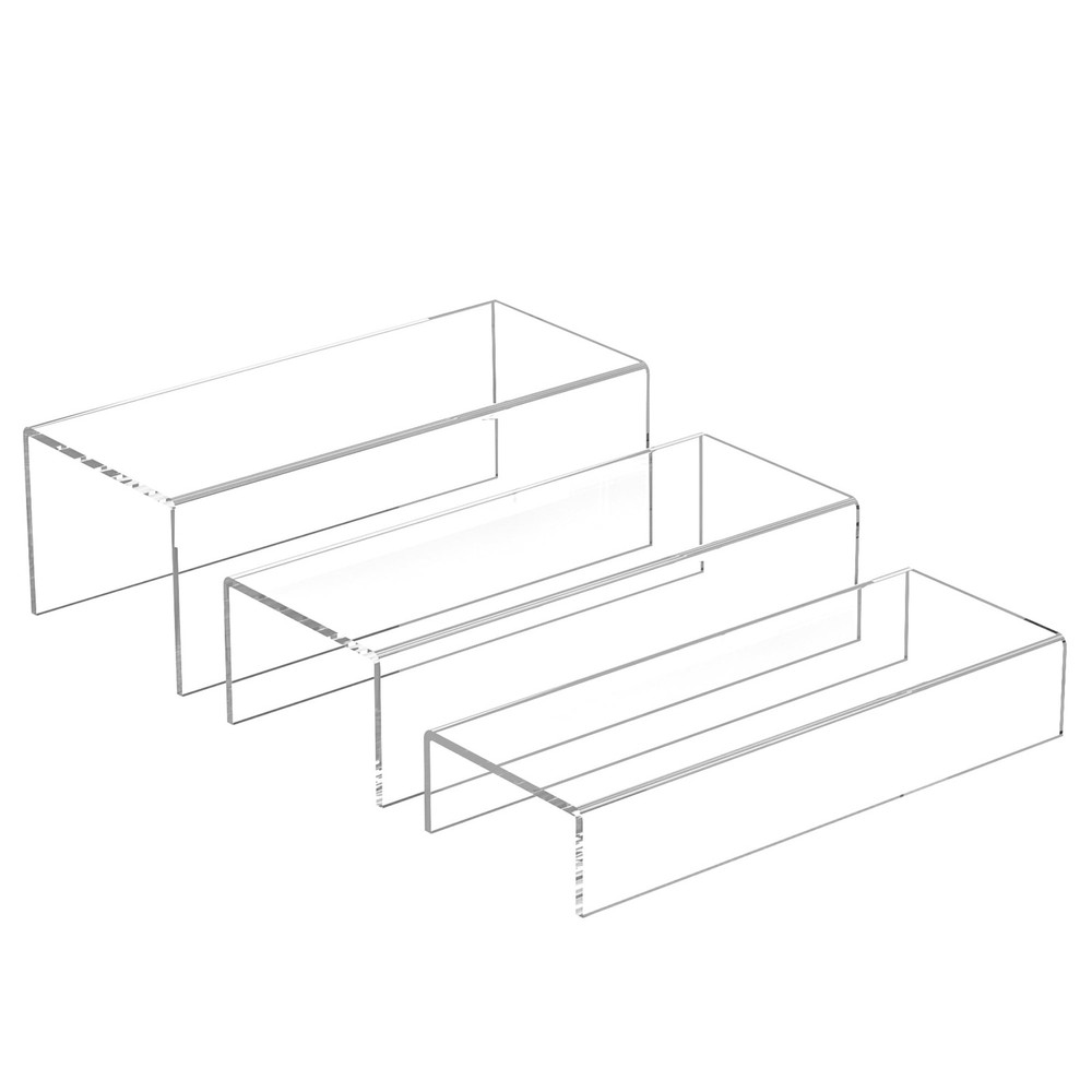 Sezanrpt Clear Riser Display Shelf 3pcs, Desktop Rectangular Acrylic