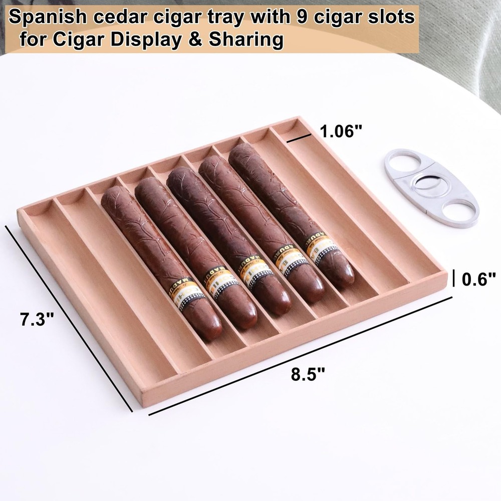 Woho Spanish Cedar Cigar Tray for Display & Sharing, Natural