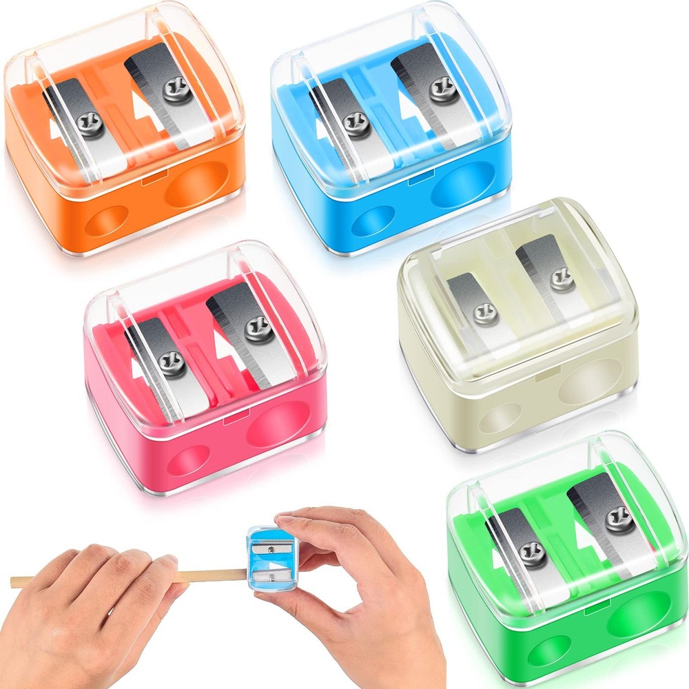 5 Pack Makeup Pencil Sharpener Plastic Lip Liner Eyeliner Multi Colors
