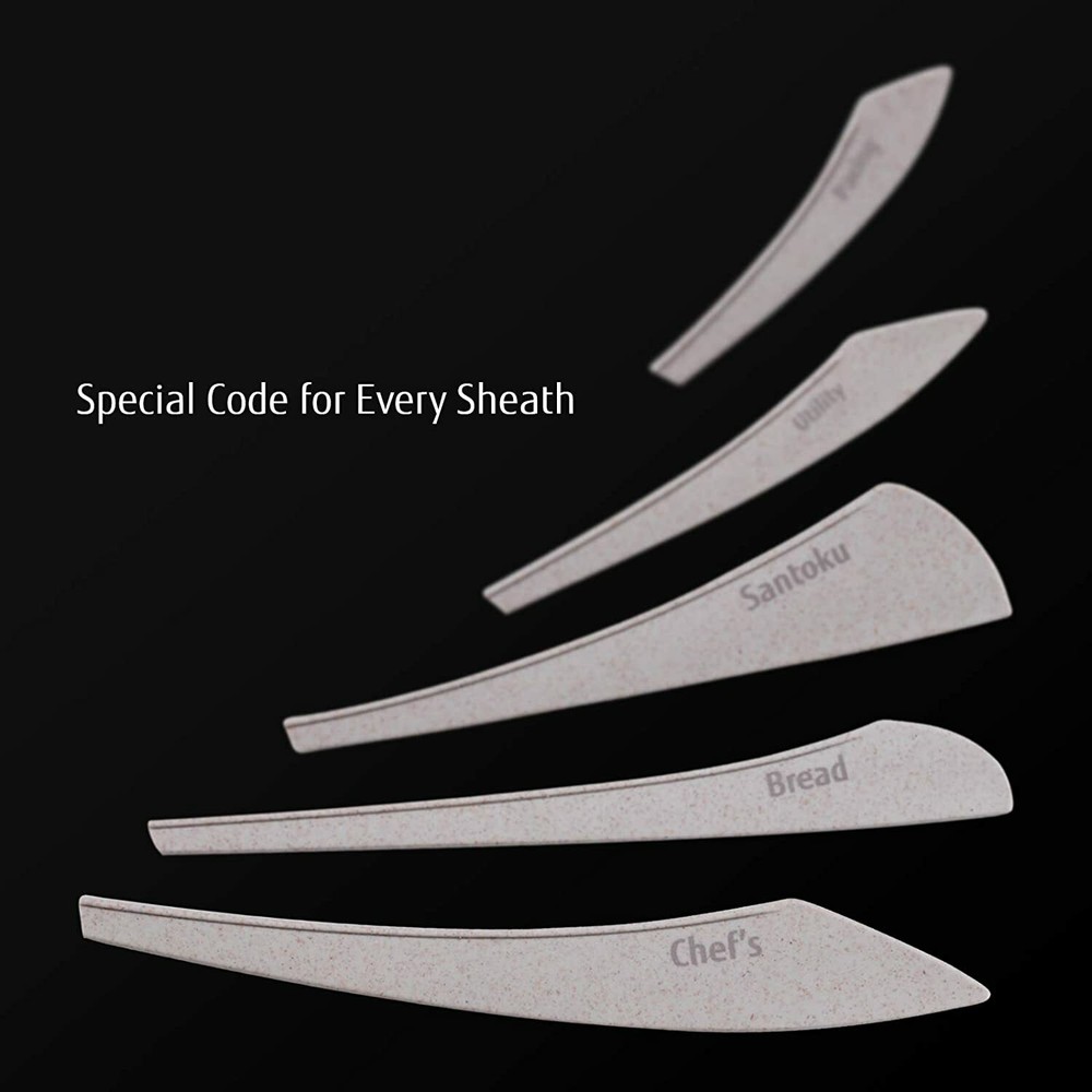 Hecef 11Pcs Knife Set Stonewashed Rustproof Stainless Steel Sharp Cutting Knife