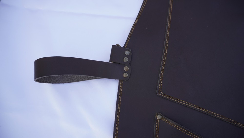 Premium Full Grain Leather Apron - Dark Brown, Split Pockets, Handmade Gift