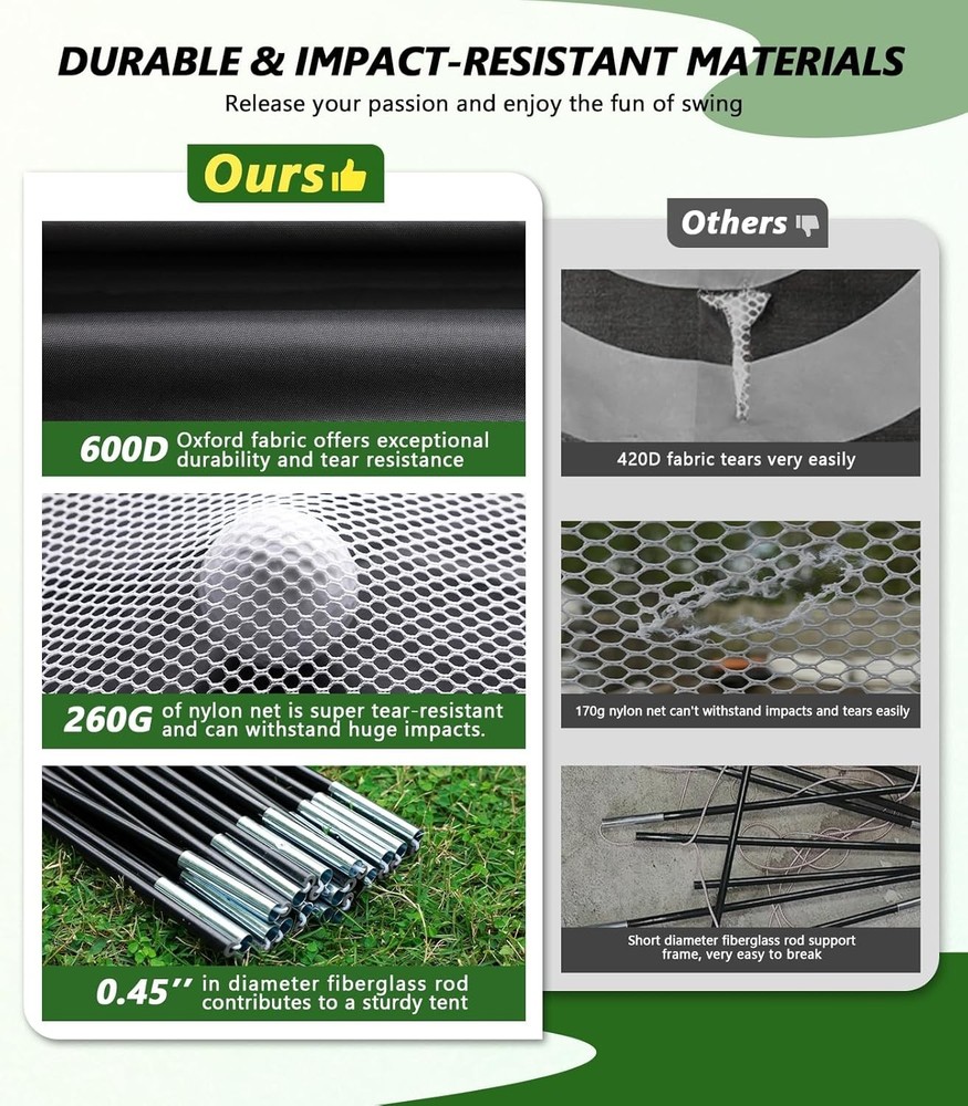 Golf Net for Hitting Practice, 10 x 7FT Golf Training Net with Mat and Target...