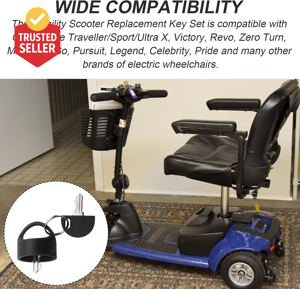 For Pride Mobility Scooter Replacement Key Set, Deluxe Easy Pull Key for Pride G