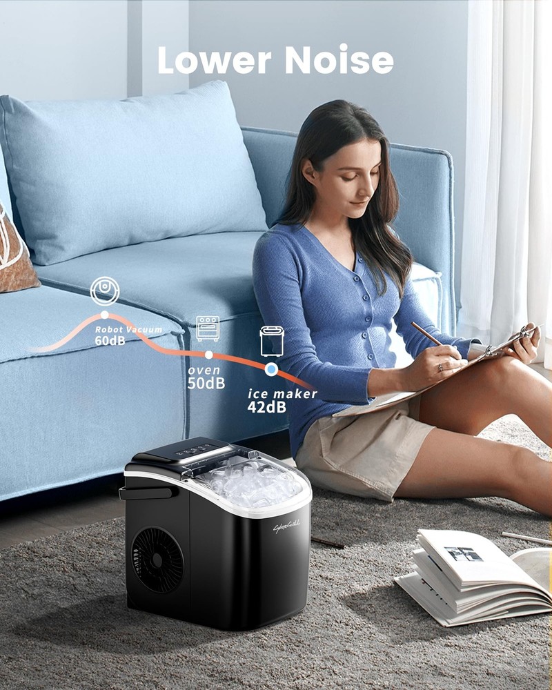 CyberChill Countertop Ice Maker, Portable Machine with Solid Black