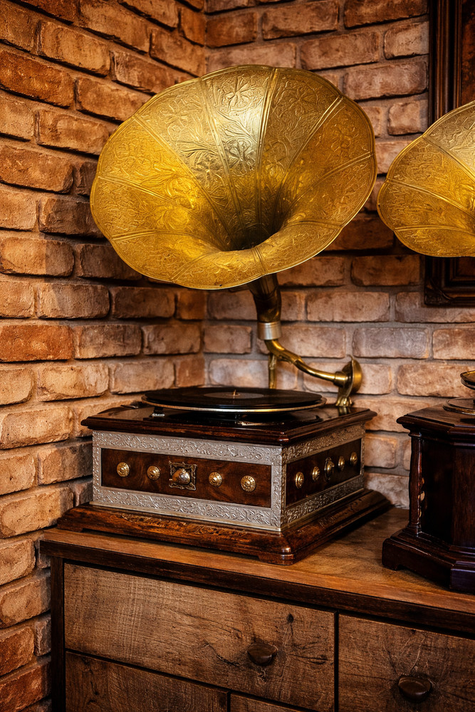 Antique Gramophone, Fully Functional Working Phonograph, win-up record player