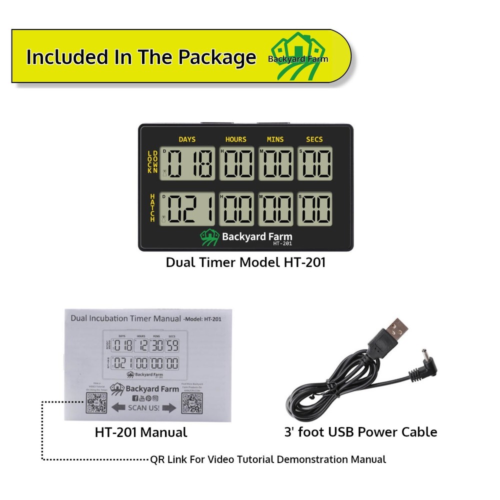 Egg Incubator Dual Countdown Hatch Timer Double Count Down Days Hours Minute Sec