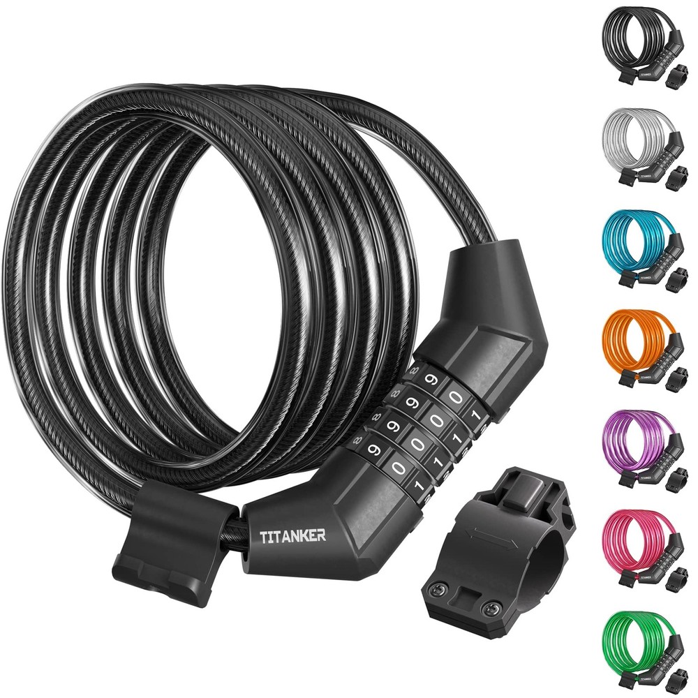 Titanker Bike Lock Cable, 4 Feet Cable Basic Self 4FT, Black-8mm