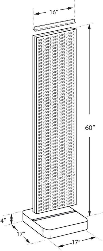 Black Two-Sided Pegboard Floor Display with Round Studio Base, 16"x60