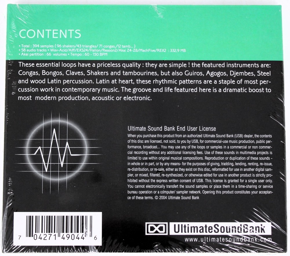 USB Soundscan V2 36 Percussion Loops Akai Sample/Sound Library/Sampling 2 CD