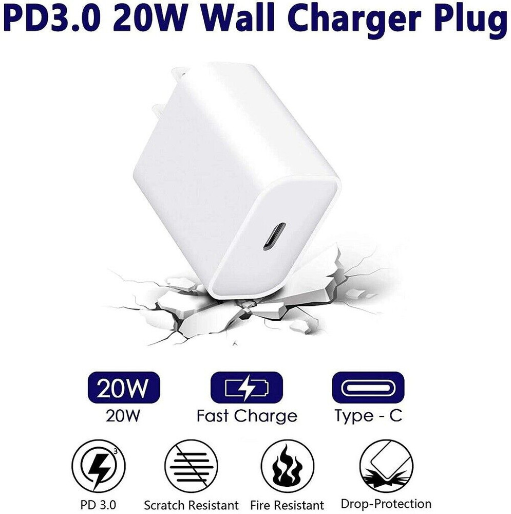 100x Lot 20W USB Type C Power Adapter Fast Charger Cube Block For iPhone Android