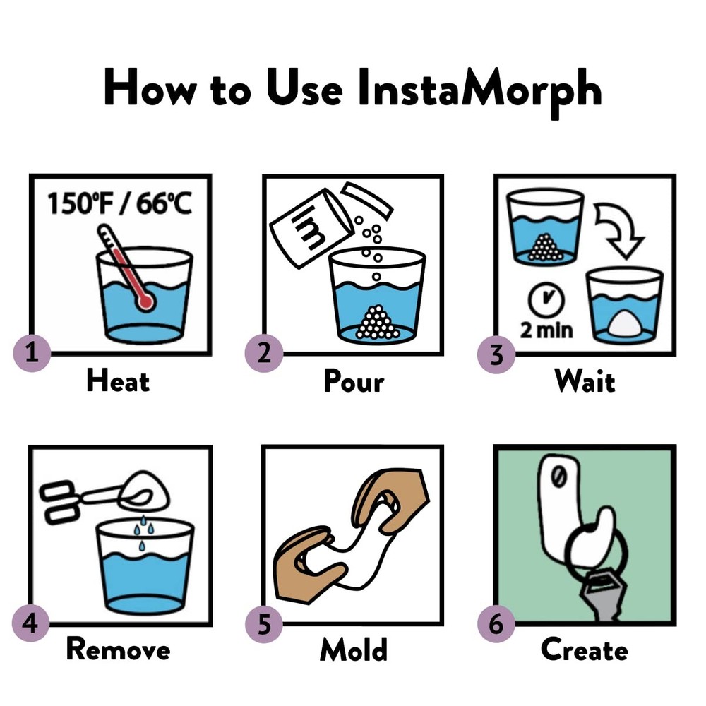 InstaMorph Reusable Moldable Plastic | Thermoplastic Beads, 3oz White