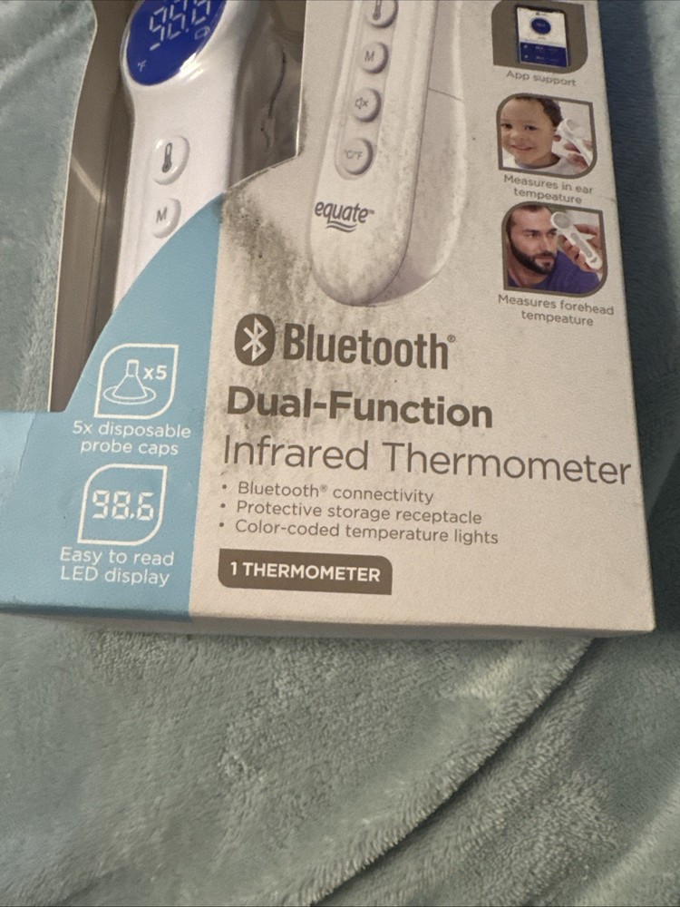 Equate Bluetooth Dual-Function Infrared Thermometer, Forehead /Ear Mode OPEN BOX