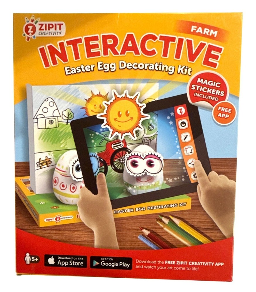 Zipit Creativity INTERACTIVE Easter Egg Decorating Kit Free App & Magic Stickers
