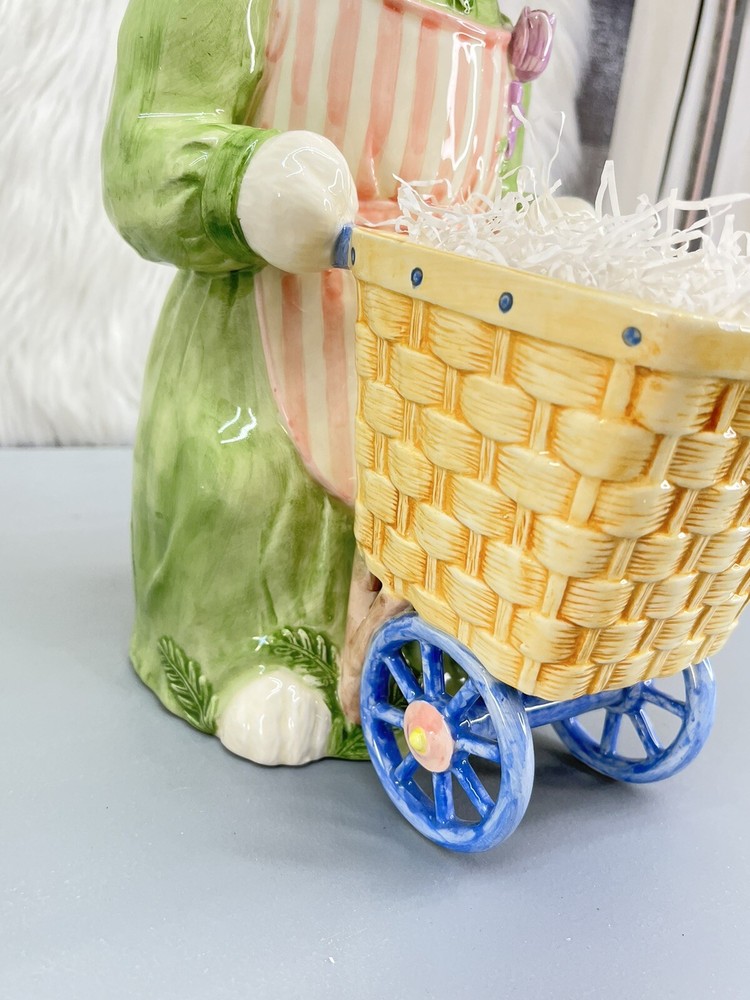 Mud Pie 2001 ceramic bunny basket Easter decor