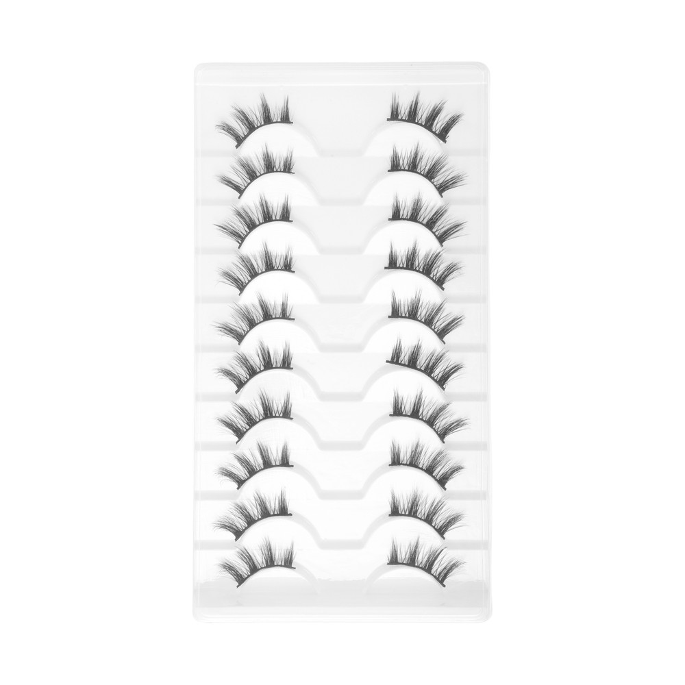 Dense False Eyelashes for Makeup Black J08 10 Pair