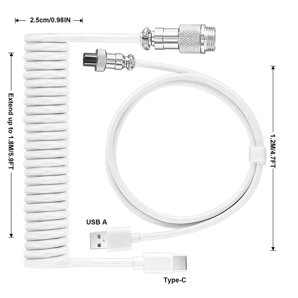 EastyGold Type C Mechanical Keyboard Coiled Cable USB Black