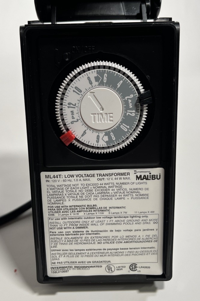 NEW Malibu Intermatic 44 Watt ML44T Low Voltage Lighting Transformer/Timer