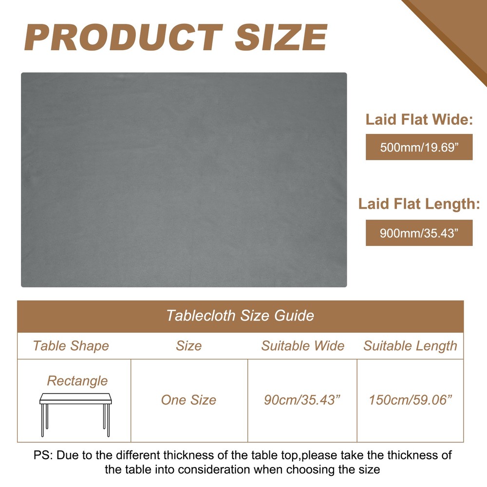 Fitted Tablecloth with Elastic Edge for 35 x 59 Inch Table, Light Gray
