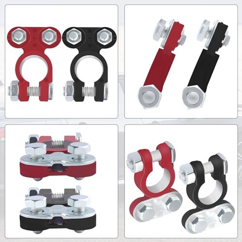 2PCS Adjustable Car Battery Terminal Connectors,Galvanized Negative/Positive