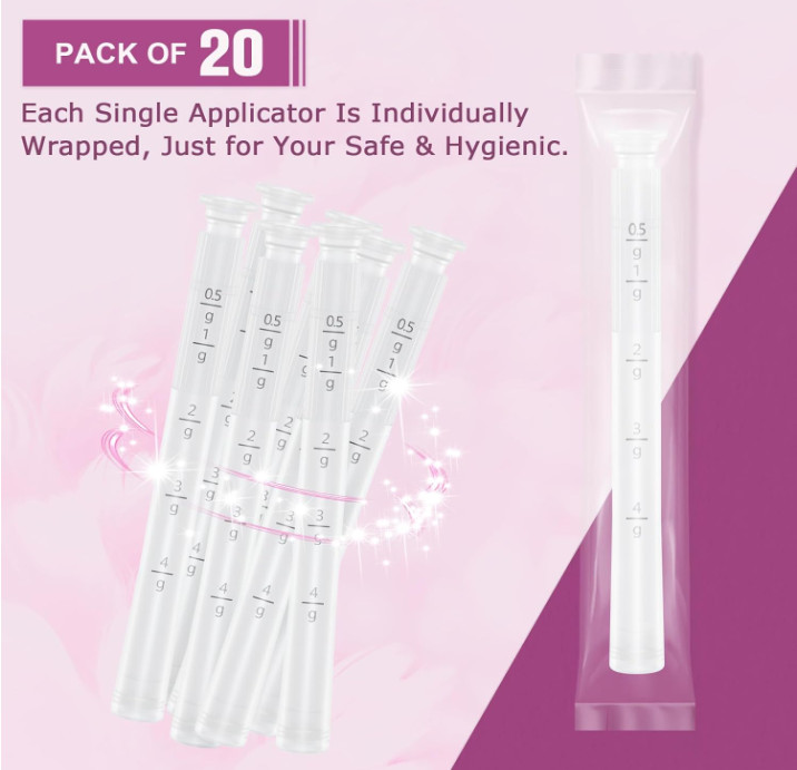 Disposable Vaginal Applicators with Dosage Markings, Individually Wrapped
