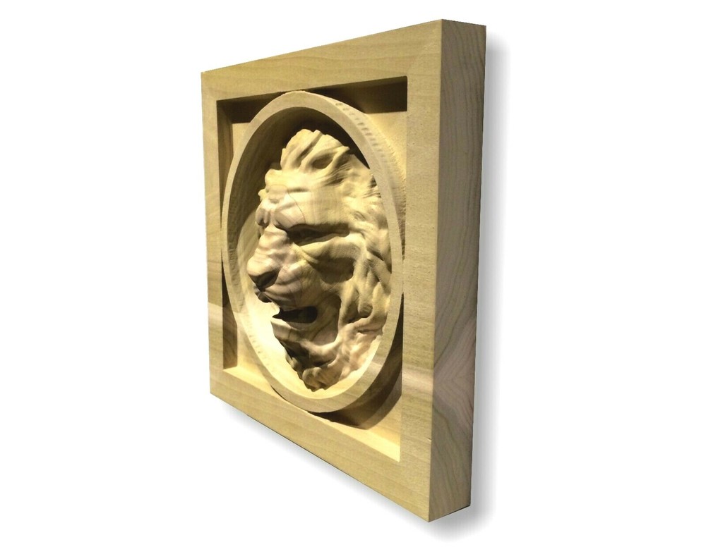 Lion Head Solid Hardwood Square Rosette / Casing Blocks