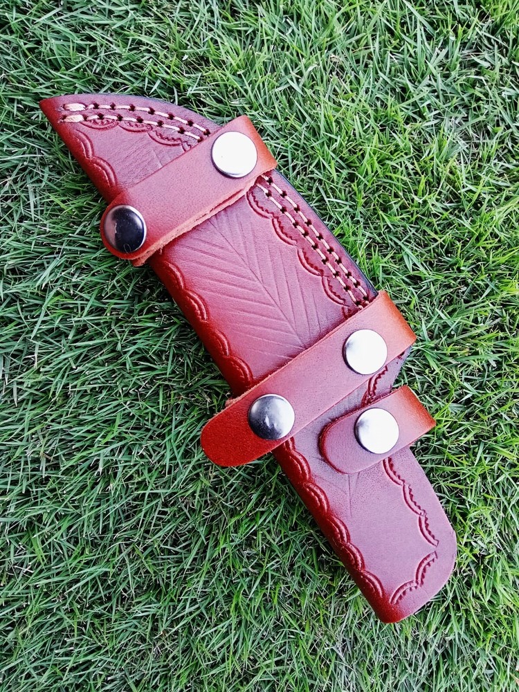 Handmade fixed blade knife leather sheath vertical carry horizontal scout Case