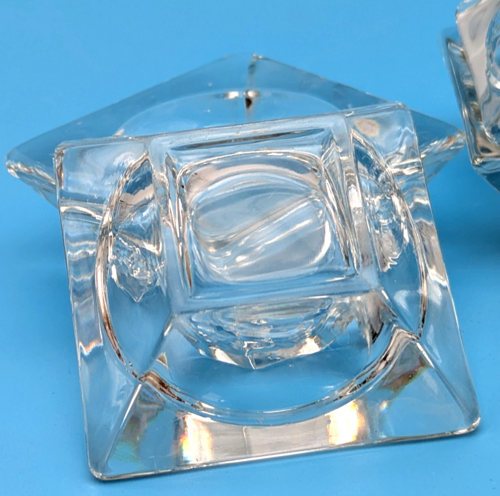 4 Square Thick Clear Crystal Open Salt Cellars