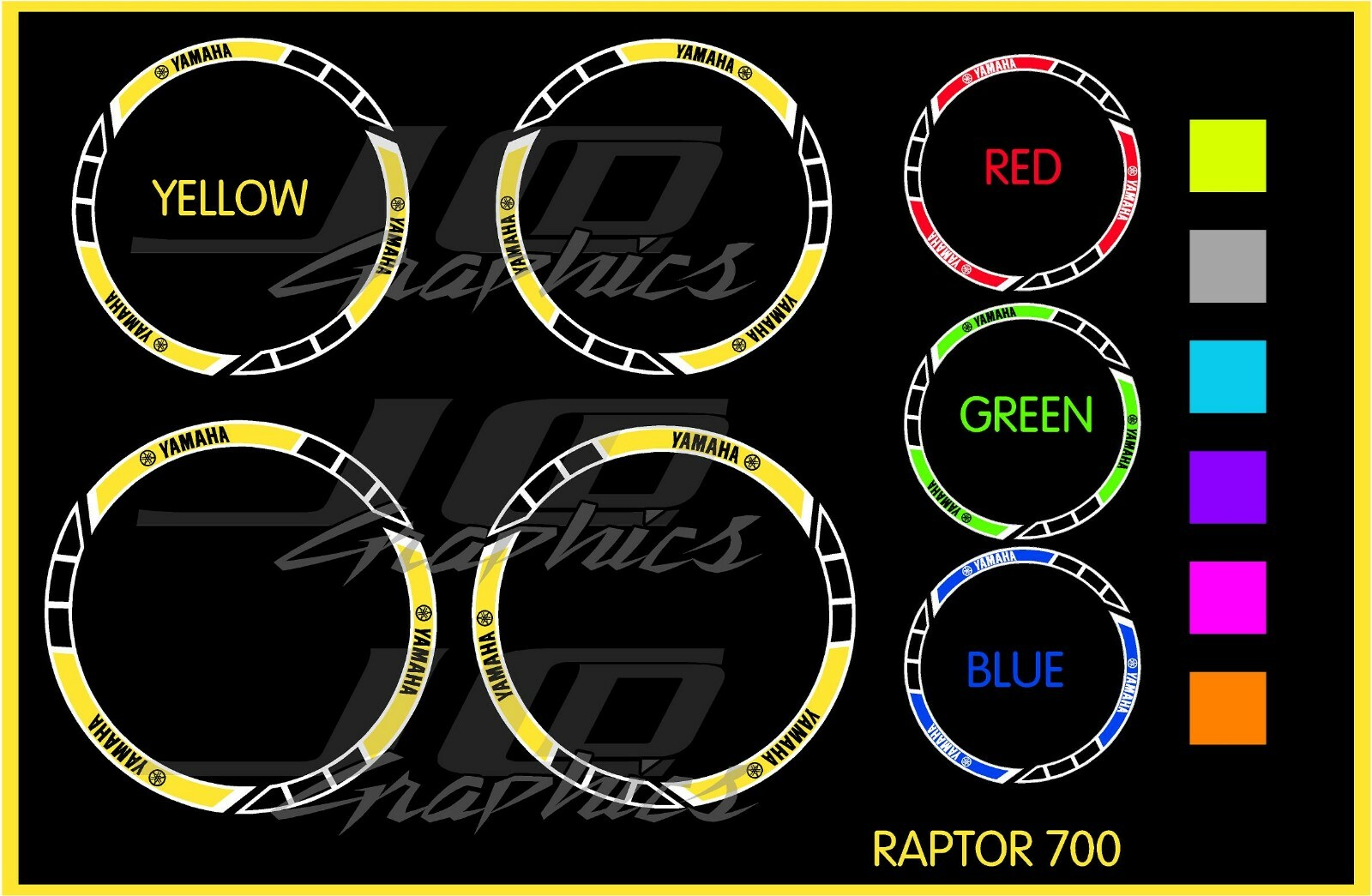 Yamaha Raptor 700R Rims Decals Stickers