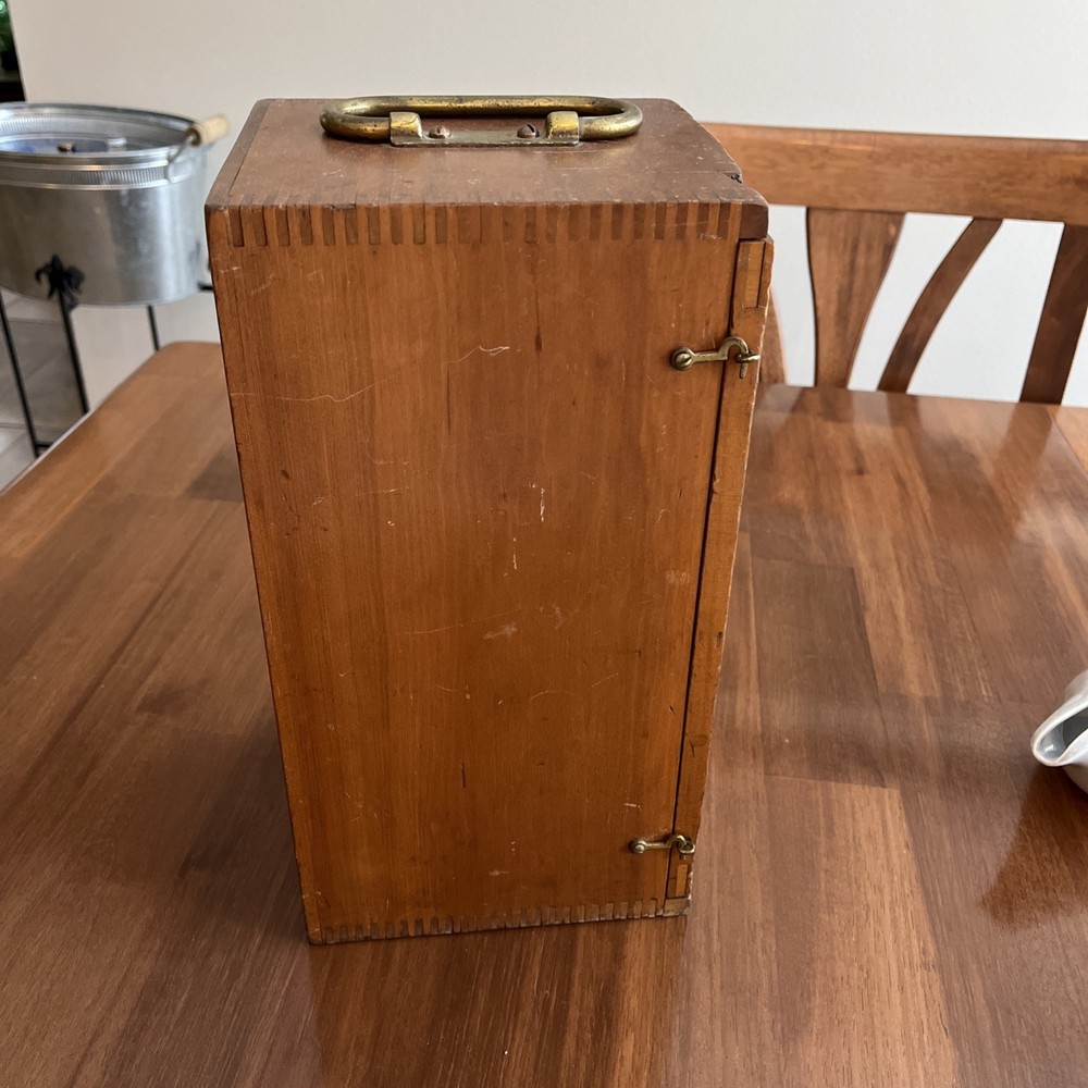 Antique Microscope Bolted Into Antique Carrying Case
